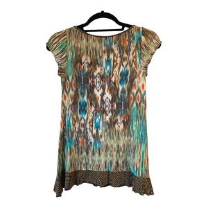Anthropologie women’s top cap sleeves stretchy bohemian pattern size XS